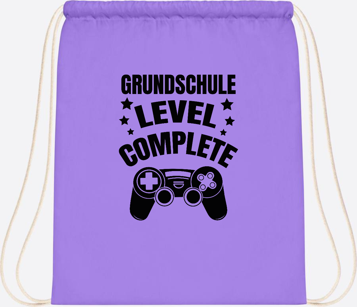 Turnbeutel mit Namen - Grundschule Level Complete Schwarz - Lavender/White
