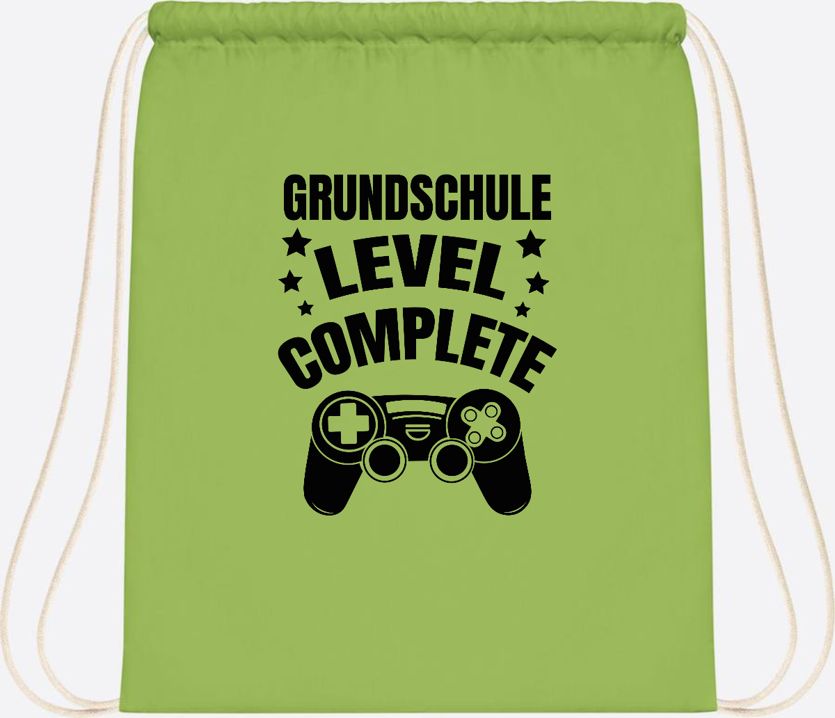 Turnbeutel mit Namen - Grundschule Level Complete Schwarz - Lime Green