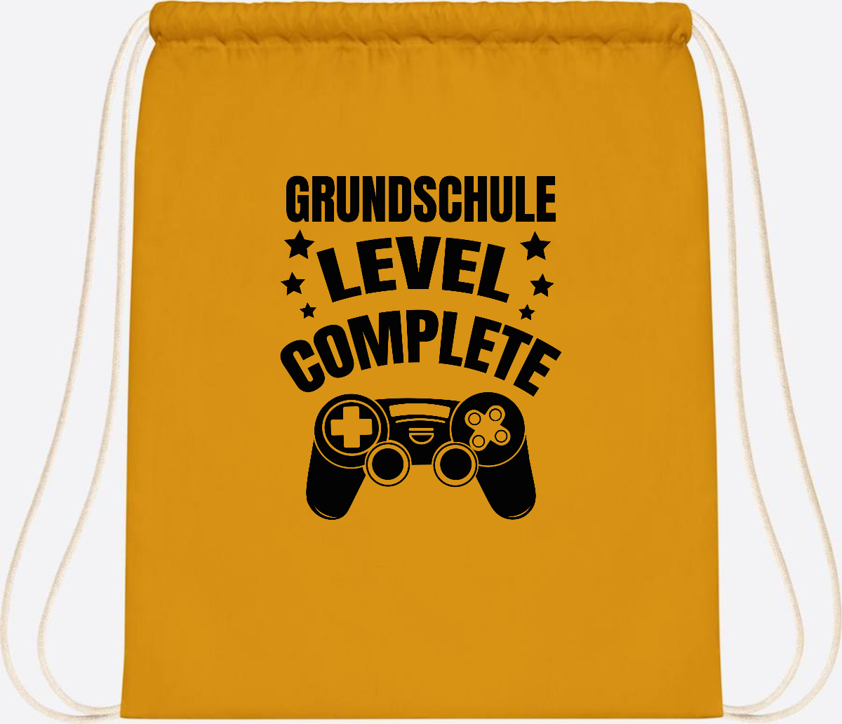 Turnbeutel mit Namen - Grundschule Level Complete Schwarz - Mustard