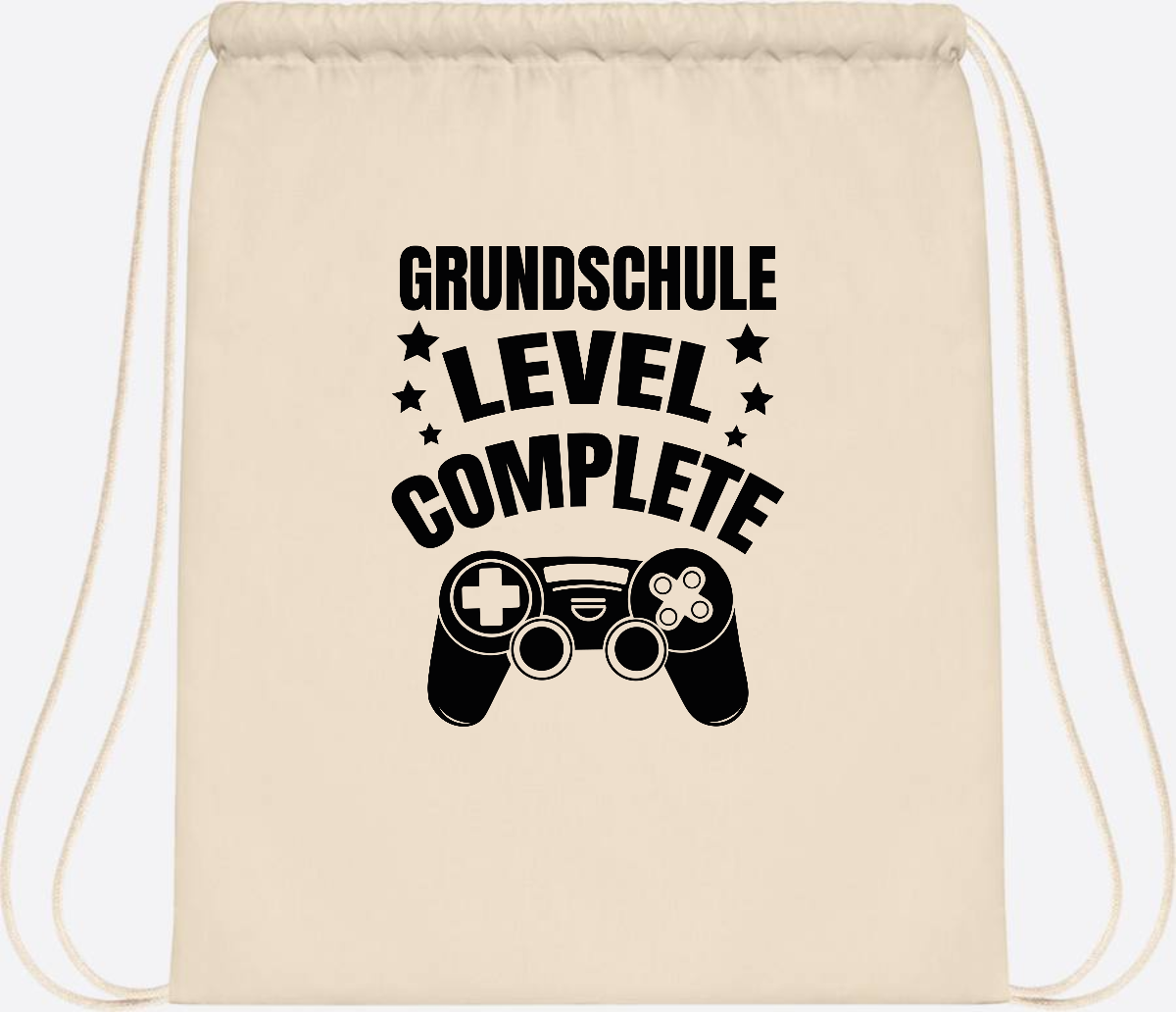 Turnbeutel mit Namen - Grundschule Level Complete Schwarz - Natural