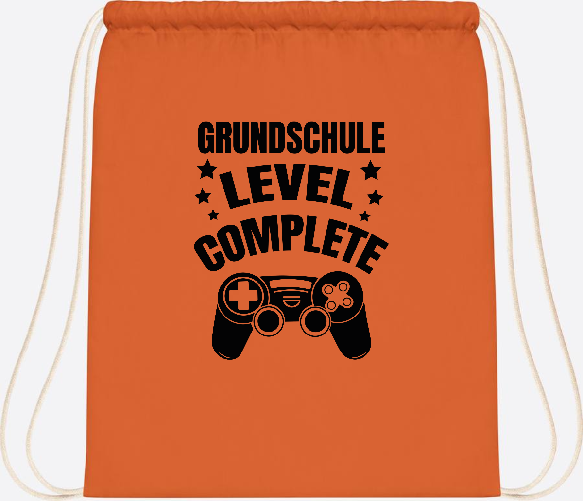 Turnbeutel mit Namen - Grundschule Level Complete Schwarz - Orange