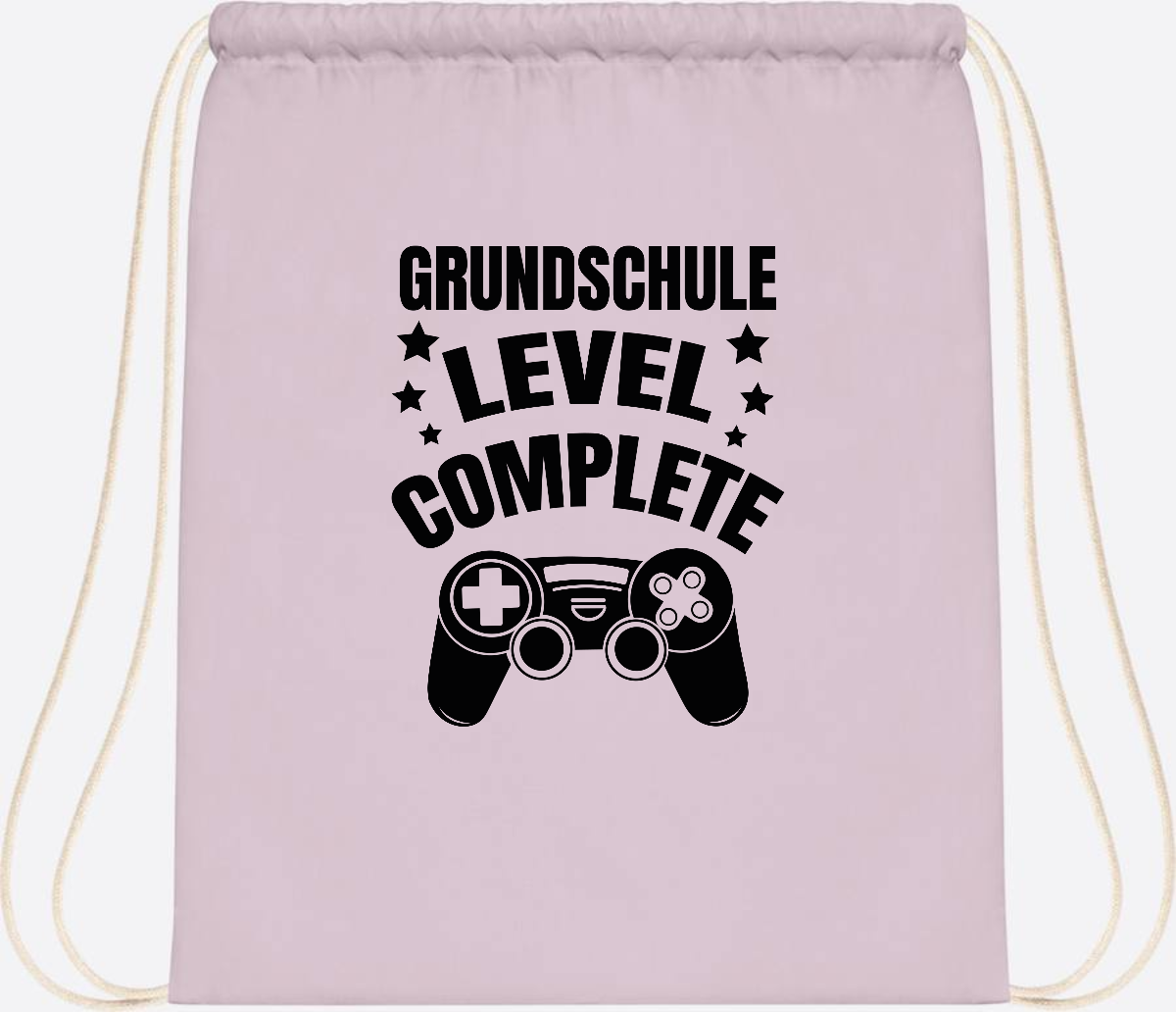 Turnbeutel mit Namen - Grundschule Level Complete Schwarz - Pastel Pink/White