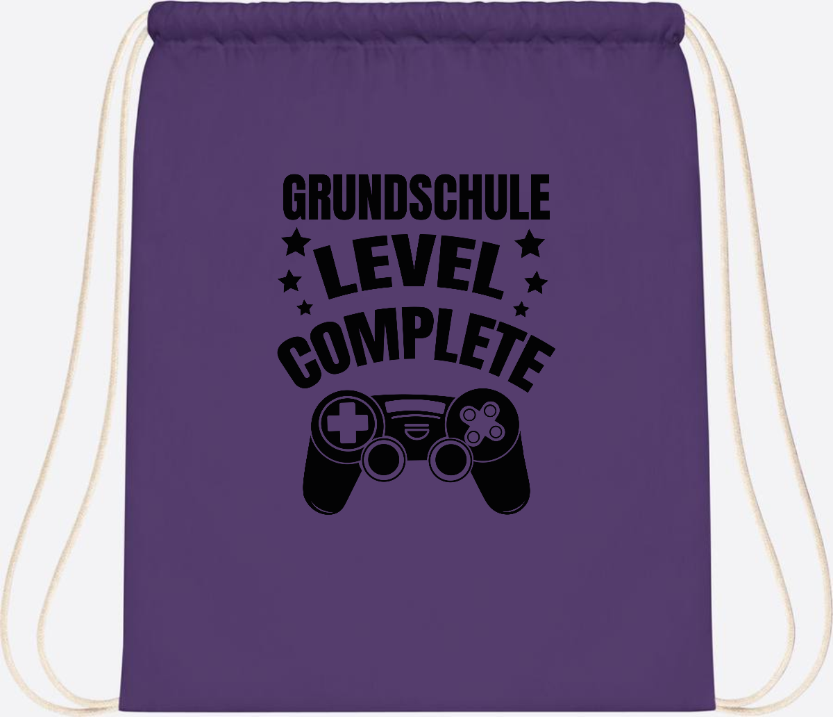 Turnbeutel mit Namen - Grundschule Level Complete Schwarz - Purple