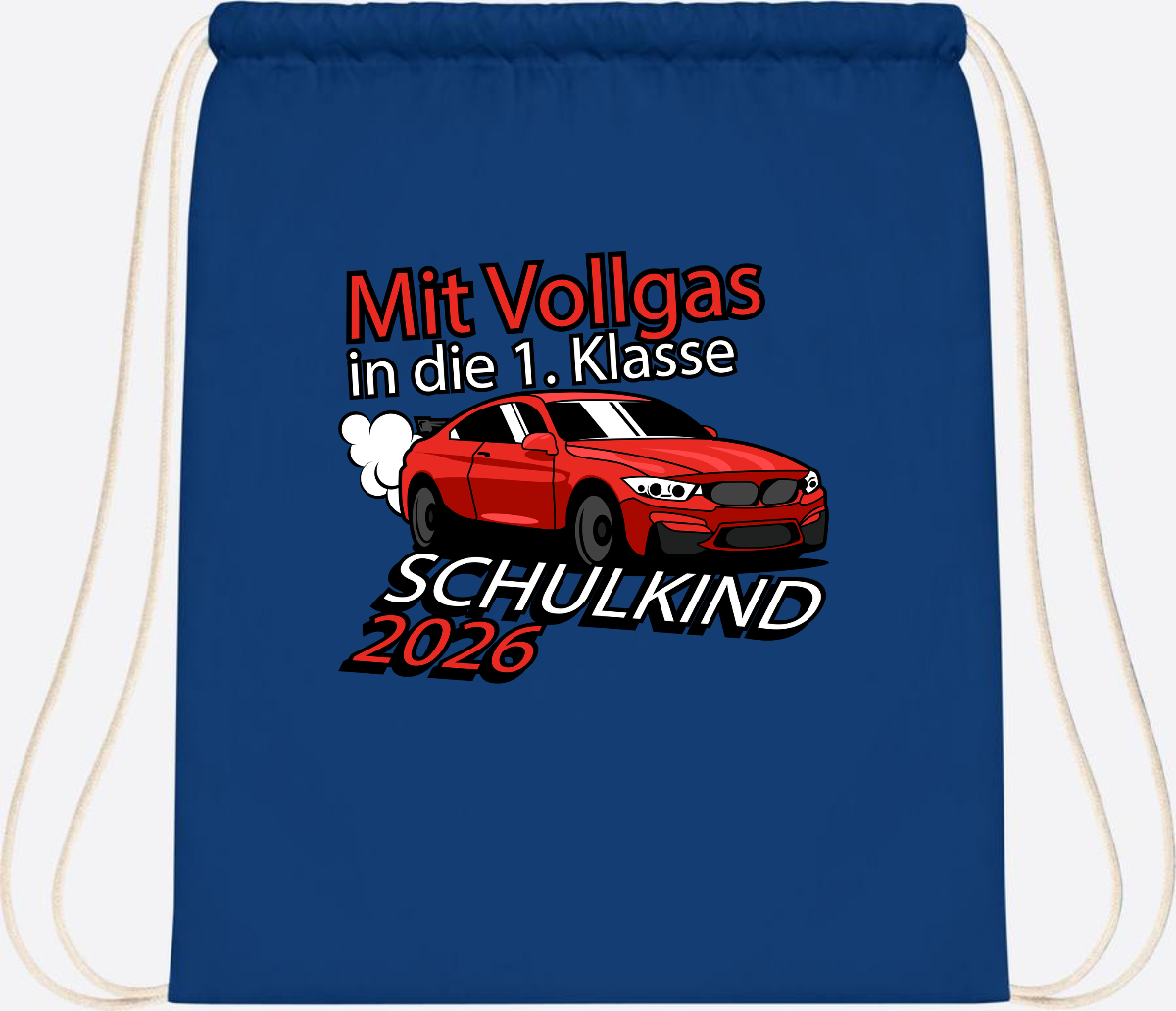 Turnbeutel mit Namen – Vollgas in die 1. Klasse 2026 - Bright Royal