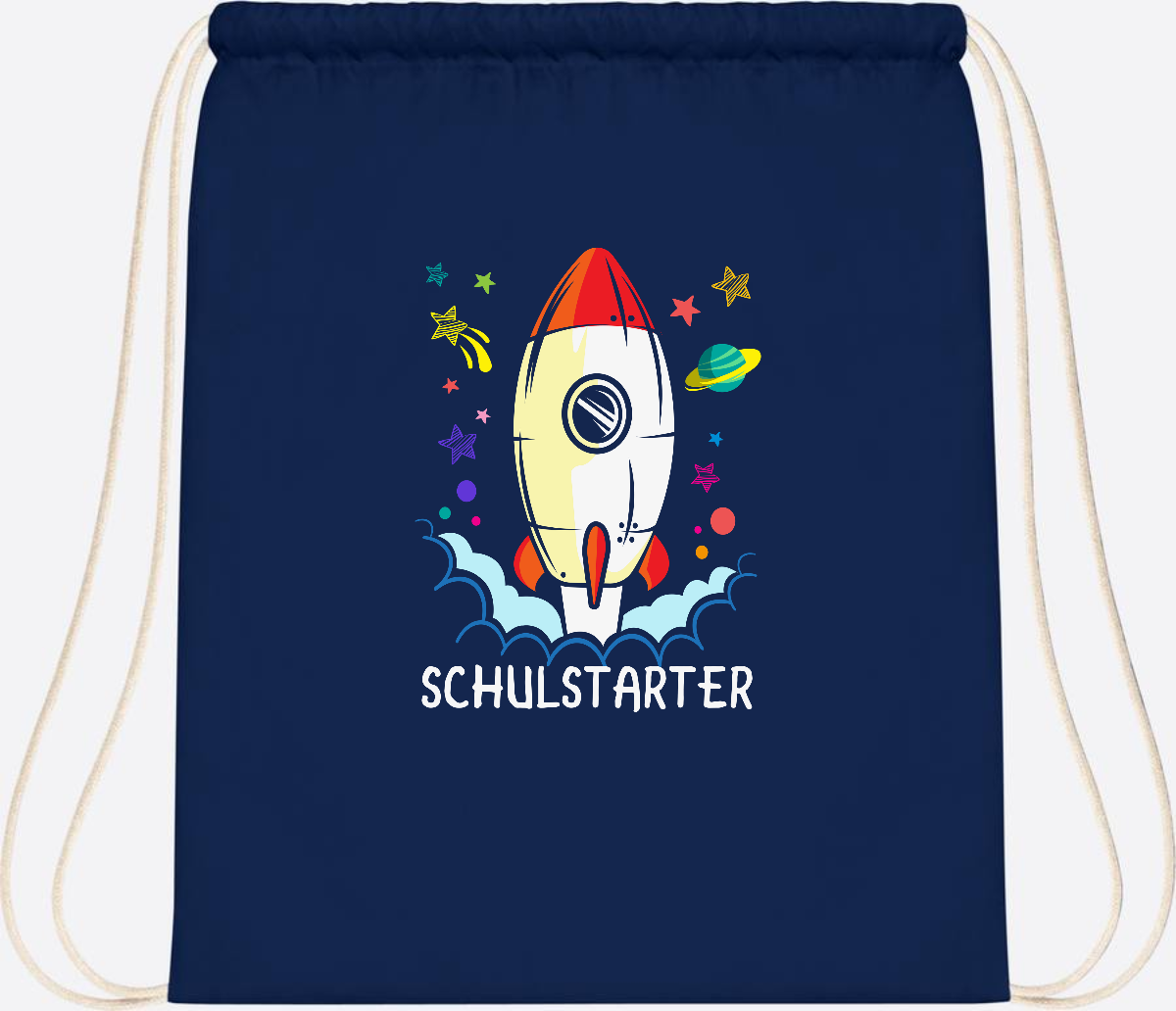 Turnbeutel mit Namen zur Einschulung – Bunte Schulstarter-Rakete - French Navy