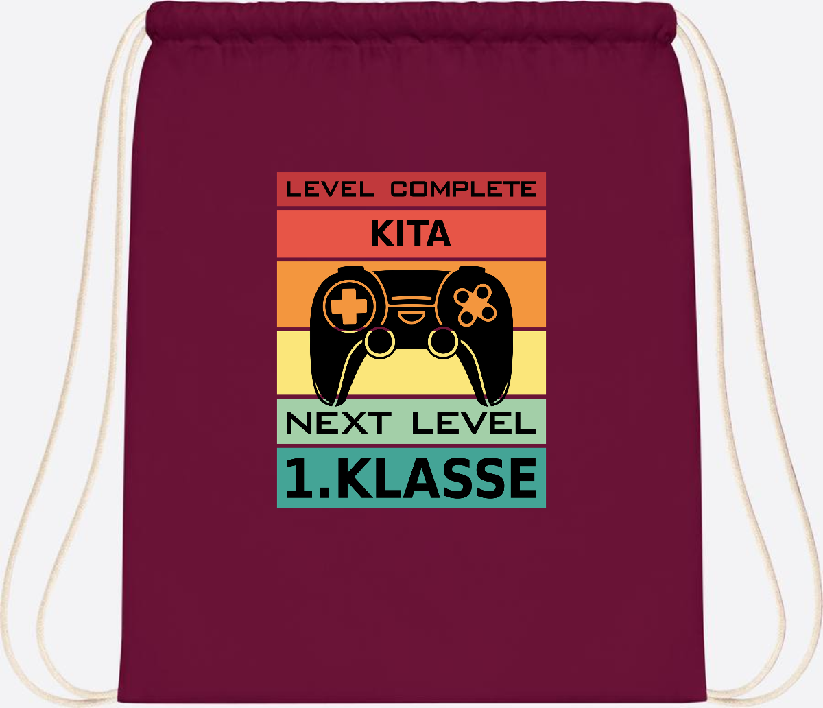 Turnbeutel Next Level 1. Klasse – Geschenk zur Einschulung - Burgundy