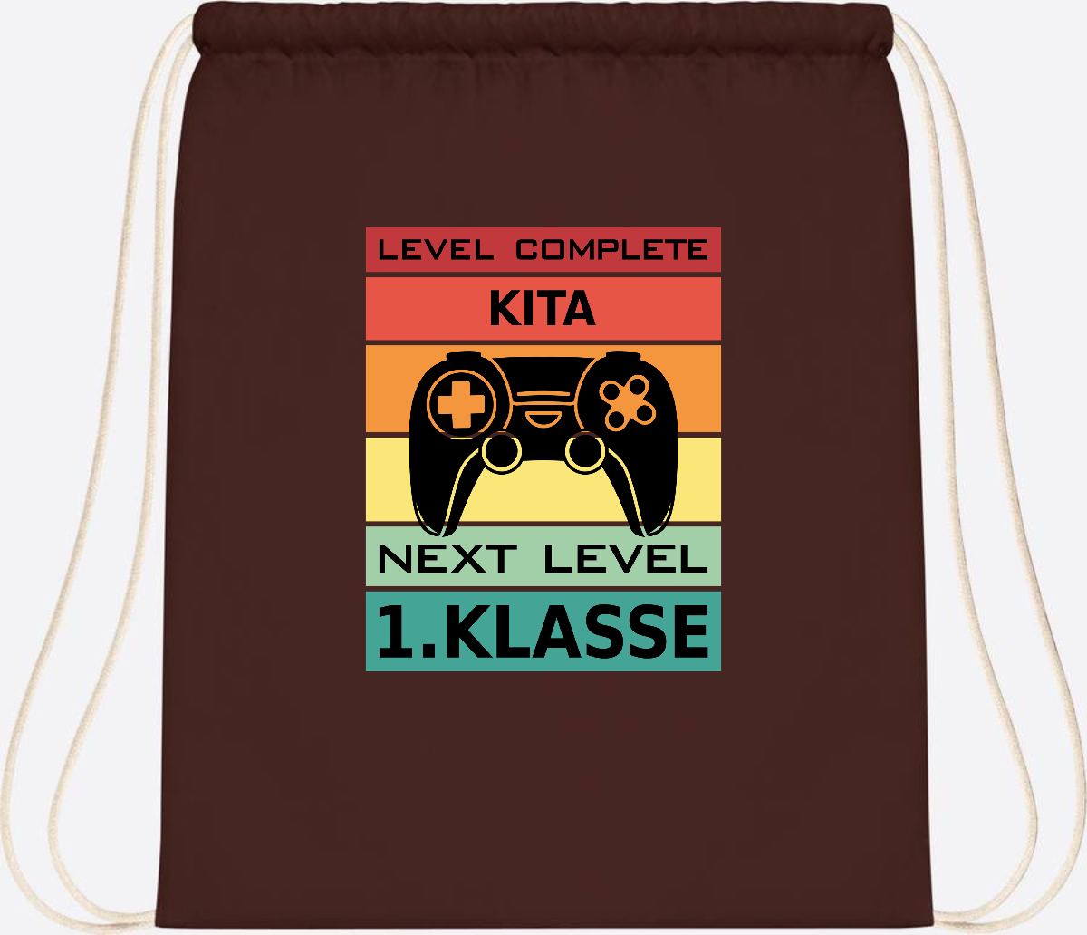 Turnbeutel Next Level 1. Klasse – Geschenk zur Einschulung - Chocolate
