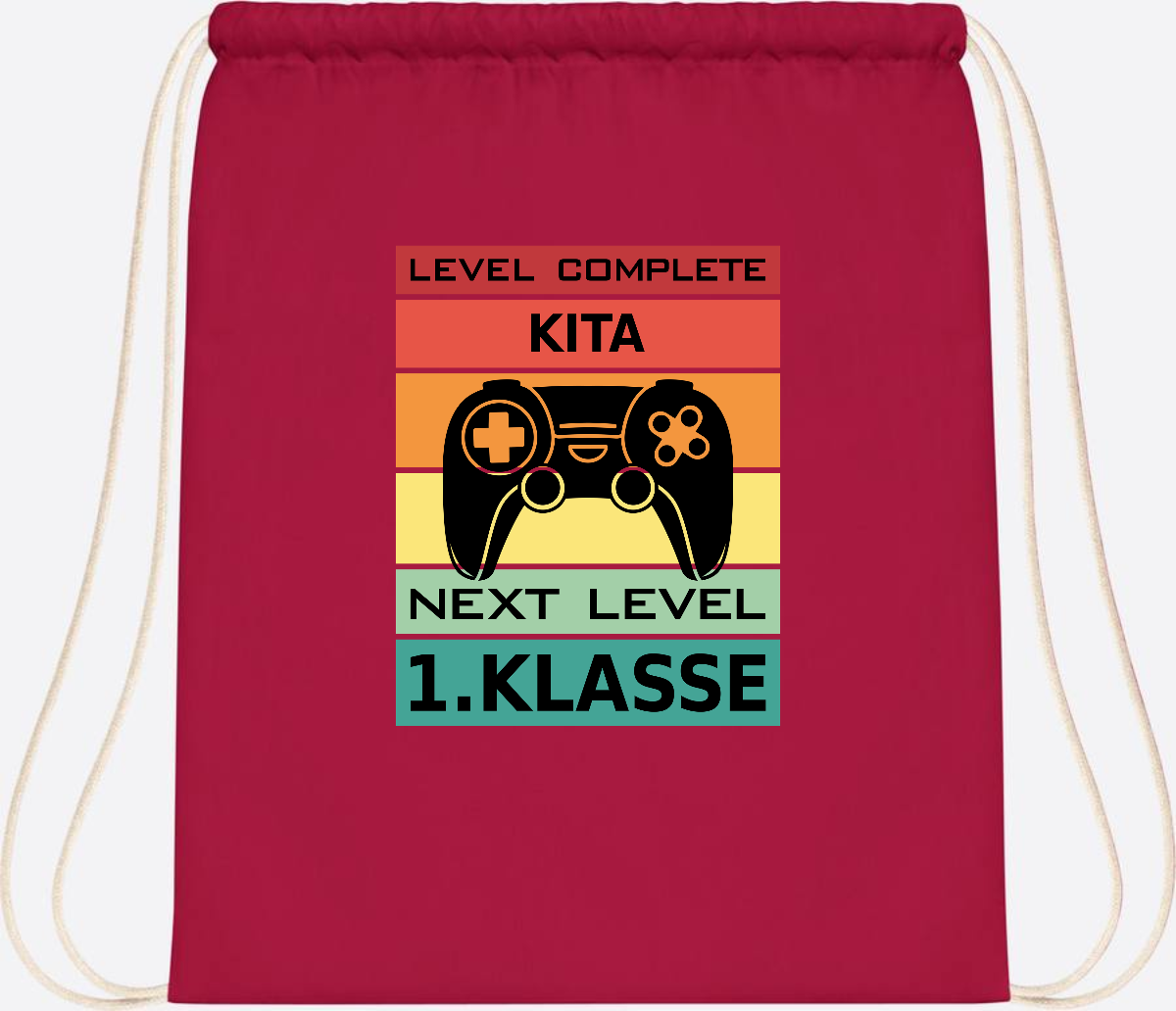 Turnbeutel Next Level 1. Klasse – Geschenk zur Einschulung - Classic Red