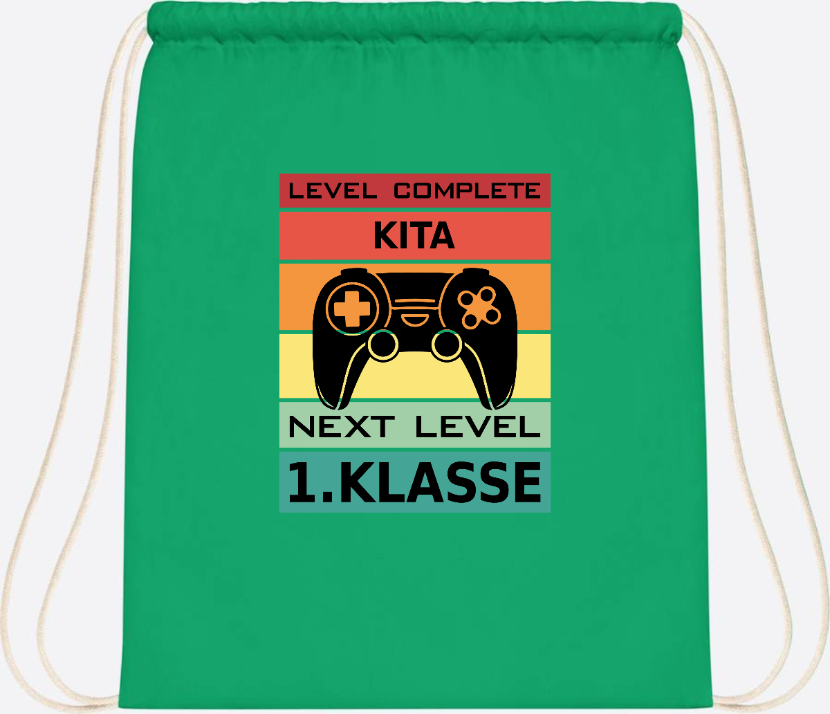 Turnbeutel Next Level 1. Klasse – Geschenk zur Einschulung - Kelly Green