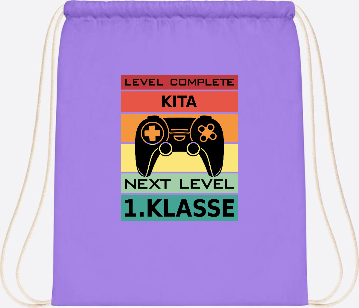 Turnbeutel Next Level 1. Klasse – Geschenk zur Einschulung - Lavender/White