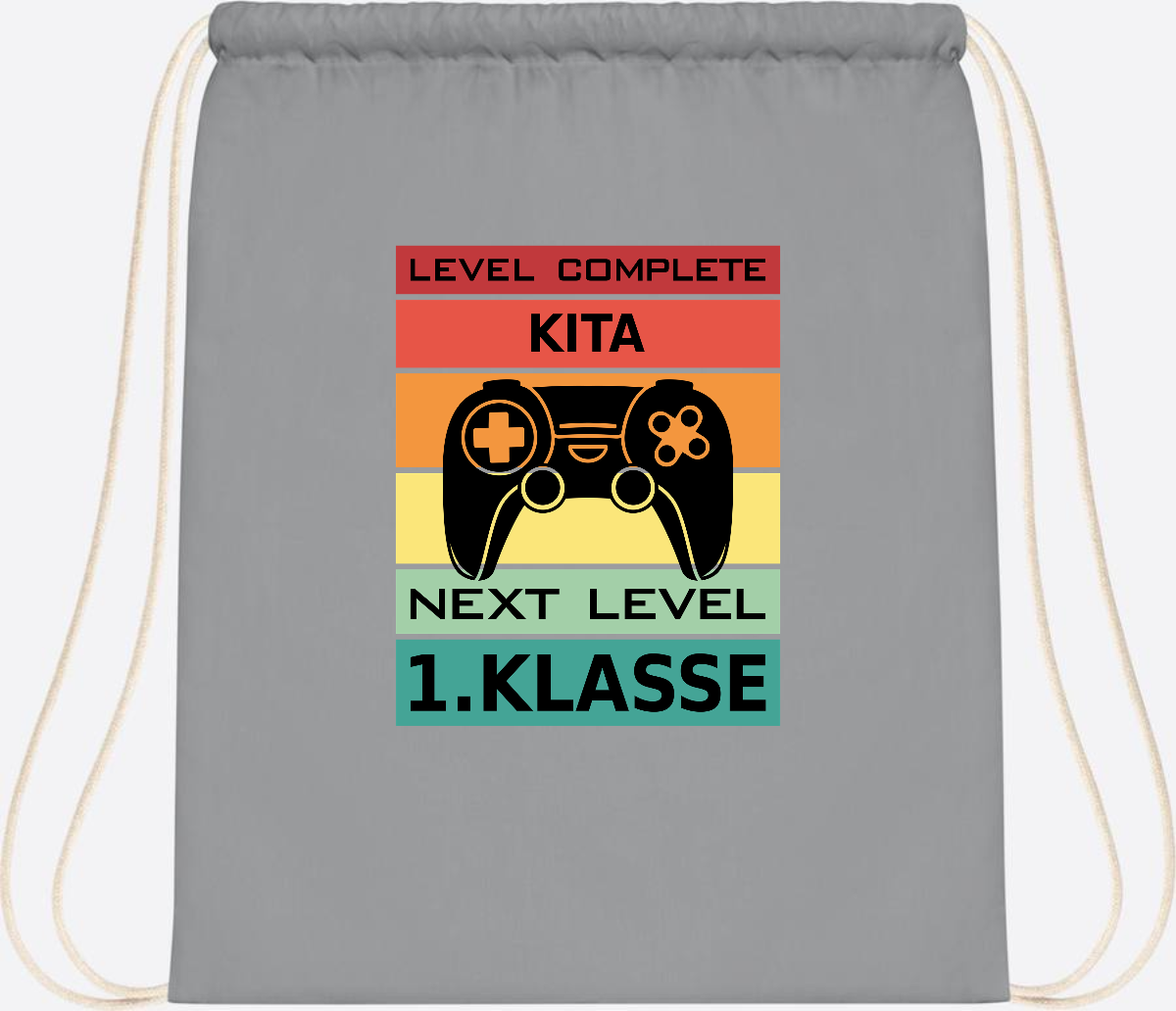 Turnbeutel Next Level 1. Klasse – Geschenk zur Einschulung - Light Grey