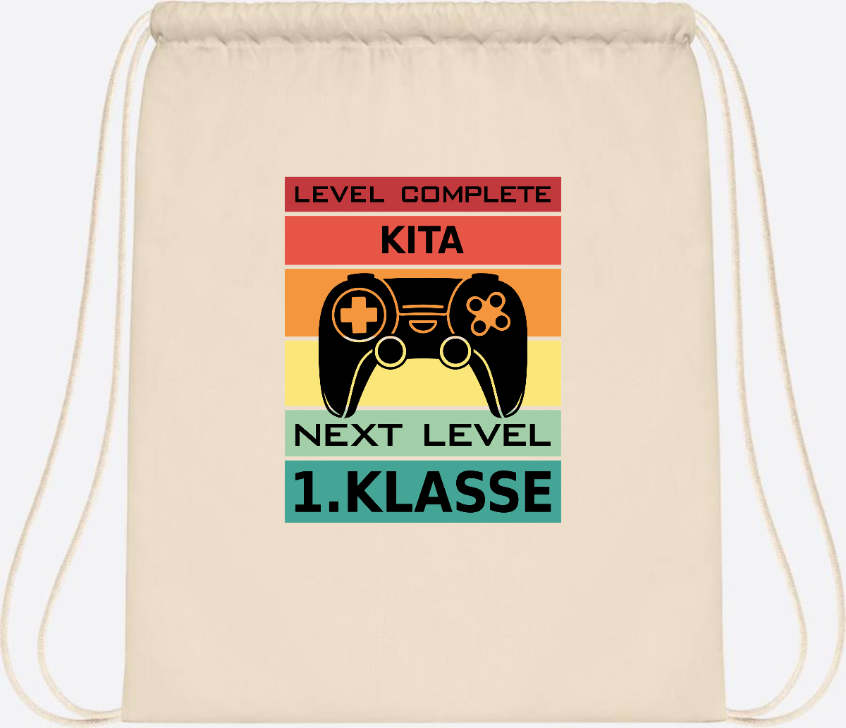 Turnbeutel Next Level 1. Klasse – Geschenk zur Einschulung - Natural