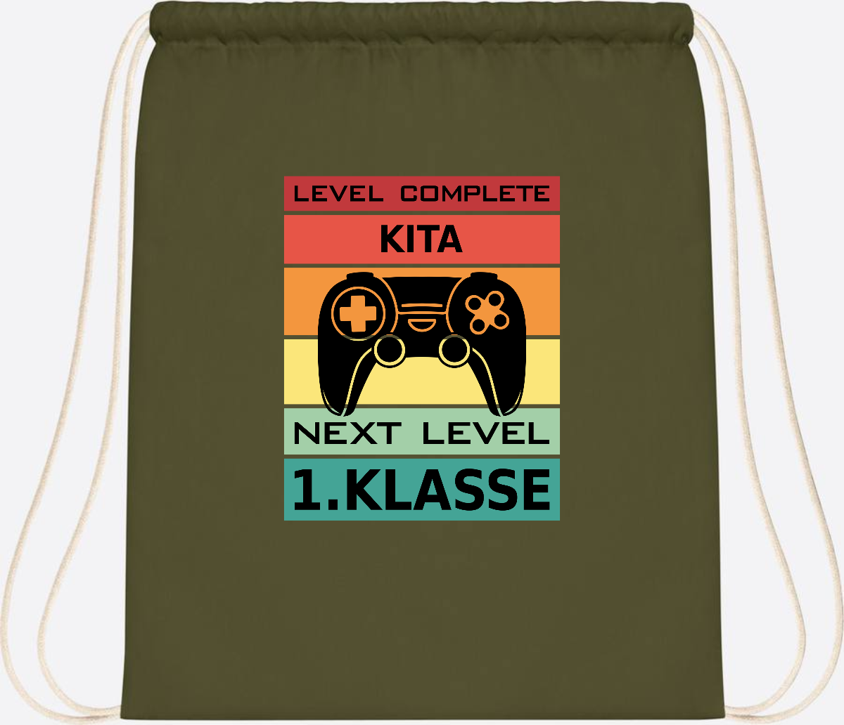 Turnbeutel Next Level 1. Klasse – Geschenk zur Einschulung - Olive Green