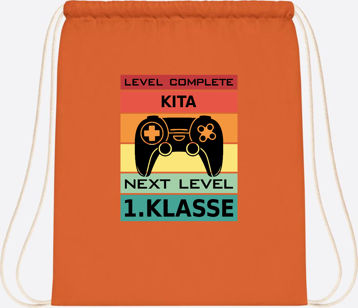 Turnbeutel Next Level 1. Klasse – Geschenk zur Einschulung - Orange