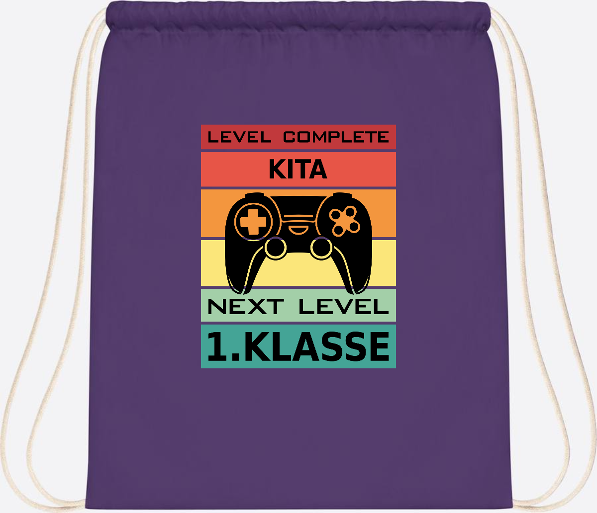 Turnbeutel Next Level 1. Klasse – Geschenk zur Einschulung - Purple