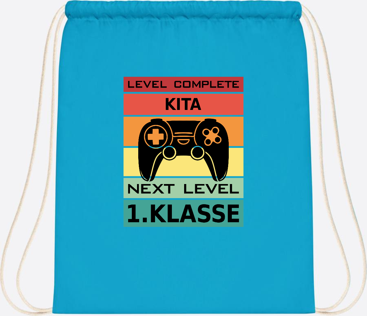 Turnbeutel Next Level 1. Klasse – Geschenk zur Einschulung - Surf Blue