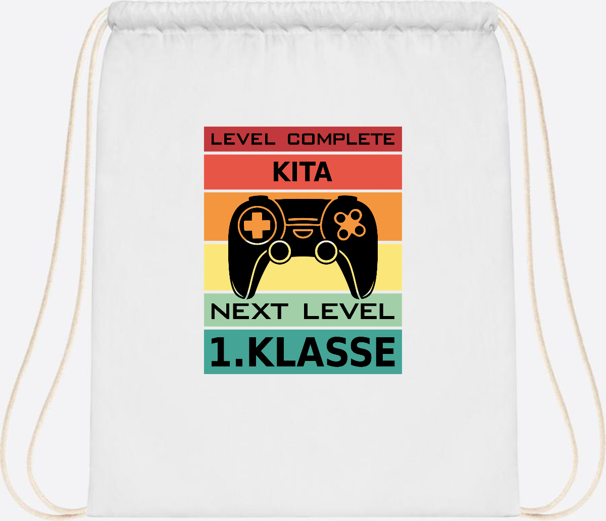 Turnbeutel Next Level 1. Klasse – Geschenk zur Einschulung - White