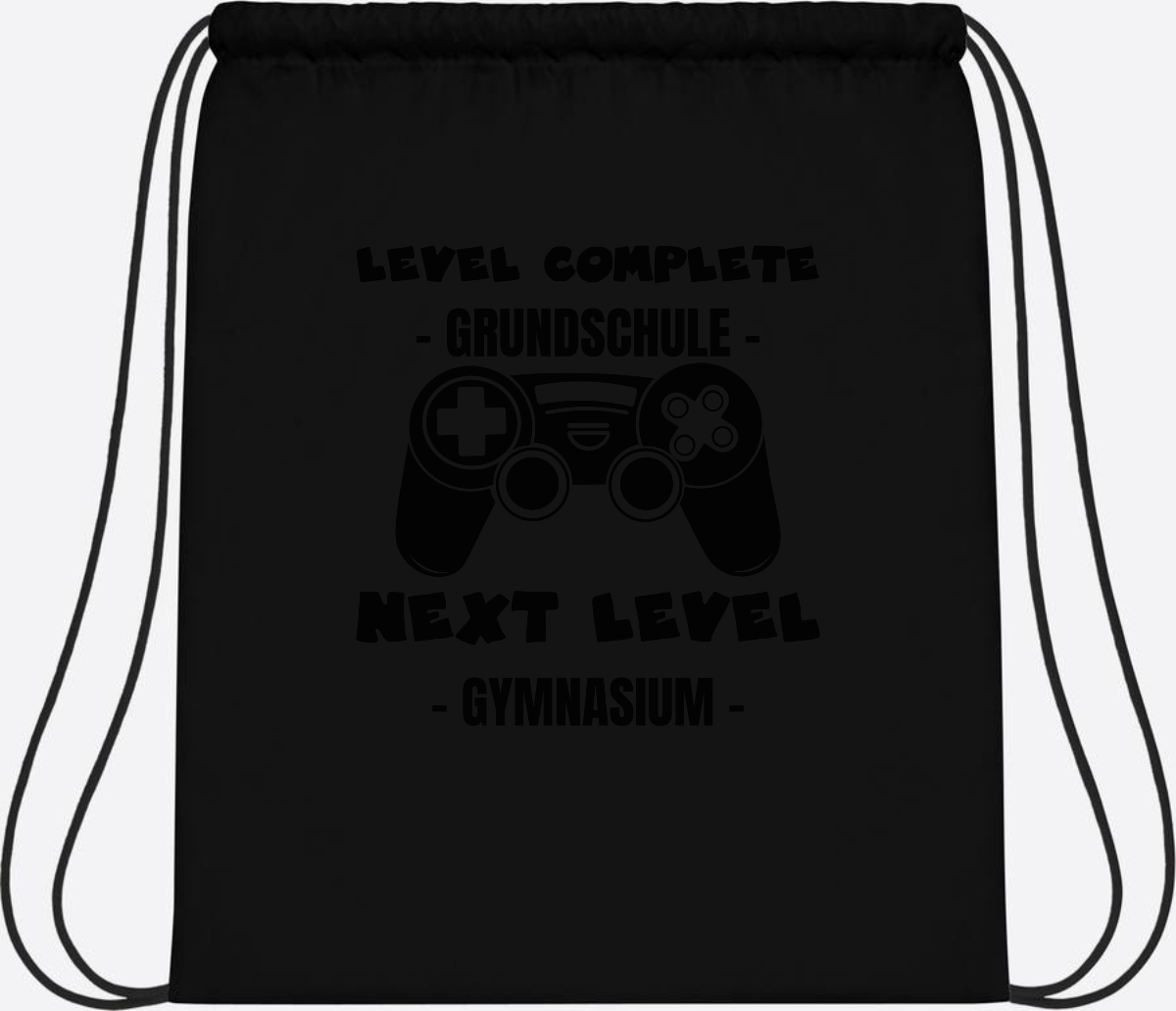 Turnbeutel Next Level Gymnasium – mit Wunschnamen - Black/Black