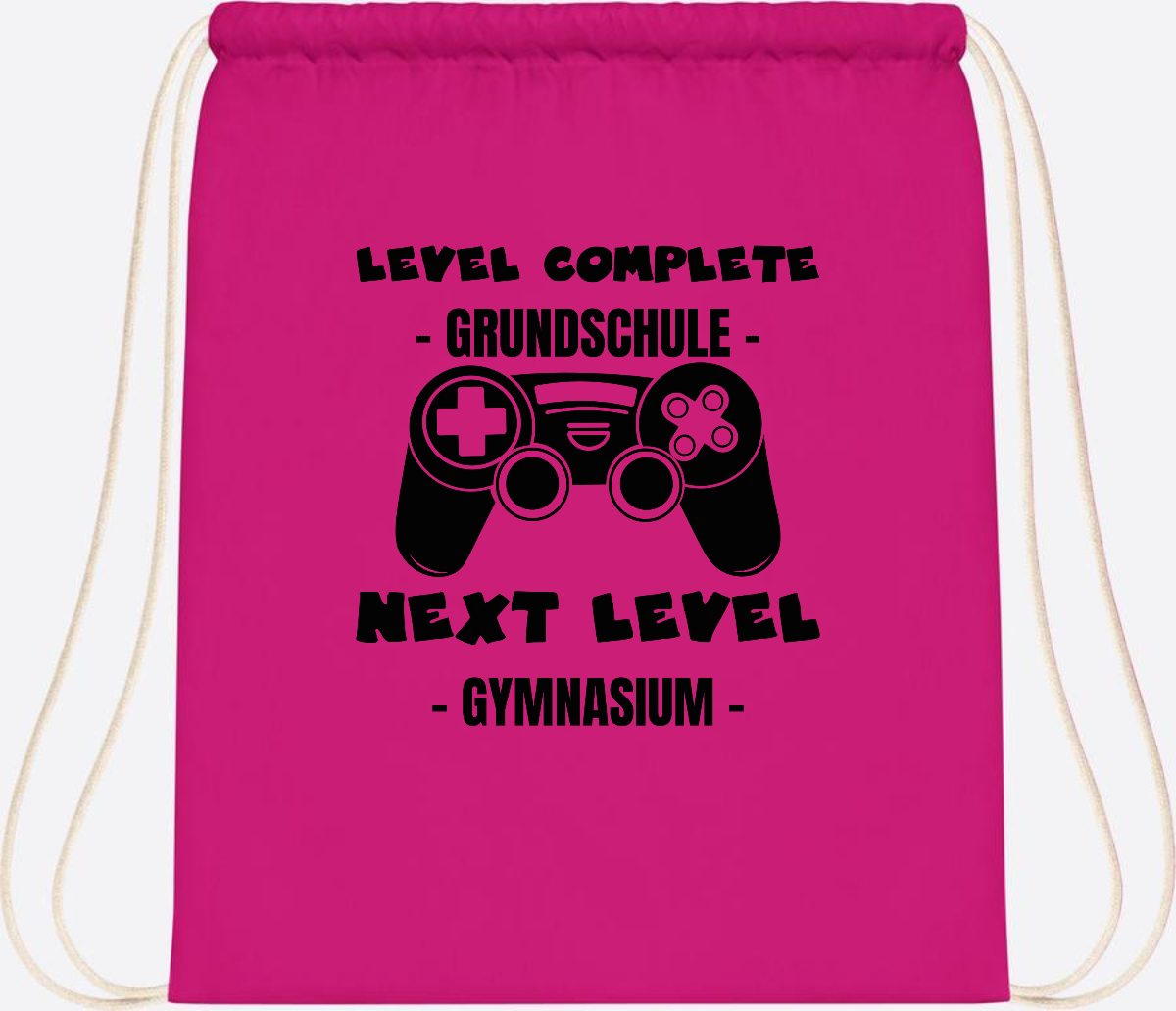 Turnbeutel Next Level Gymnasium – mit Wunschnamen - Fuchsia