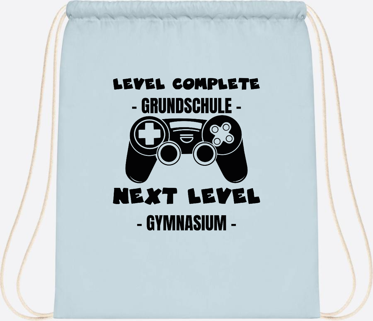Turnbeutel Next Level Gymnasium – mit Wunschnamen - Pastel Blue/White