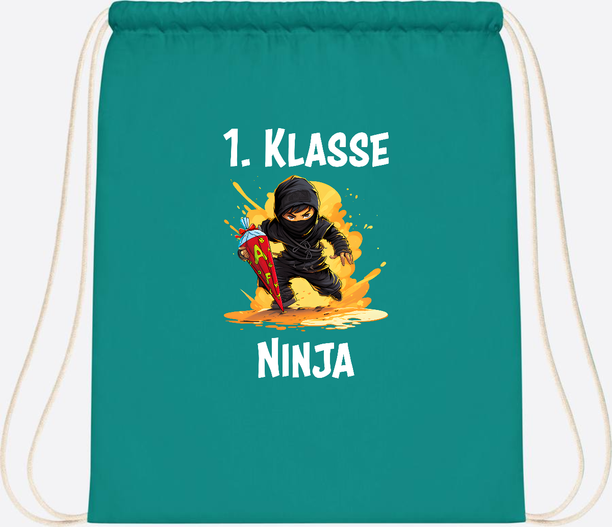 Turnbeutel Ninja zur Einschulung – Personalisiert mit Name - Emerald