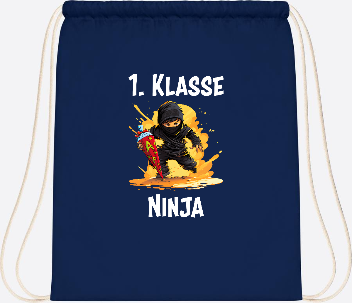 Turnbeutel Ninja zur Einschulung – Personalisiert mit Name - French Navy
