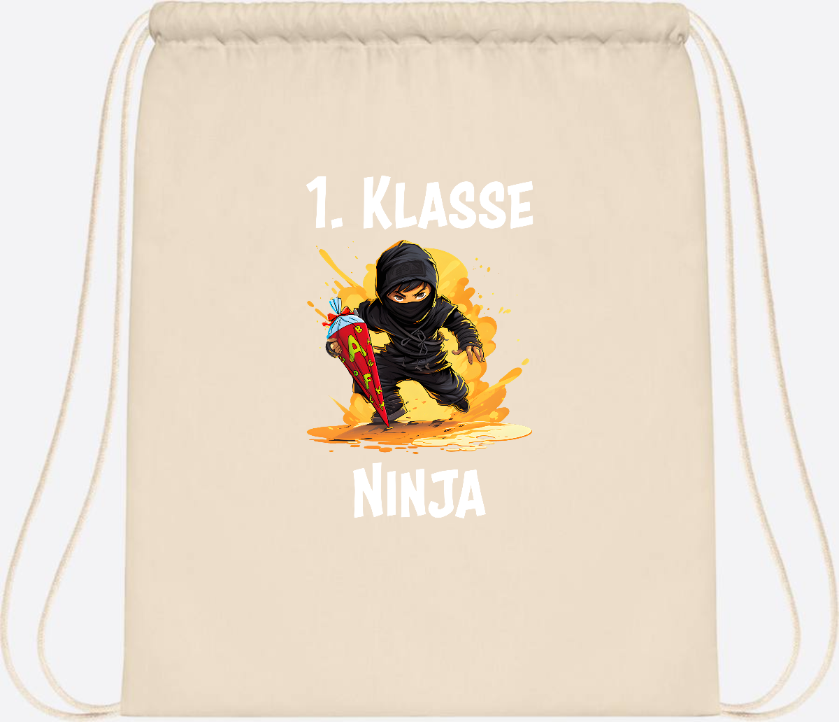 Turnbeutel Ninja zur Einschulung – Personalisiert mit Name - Natural