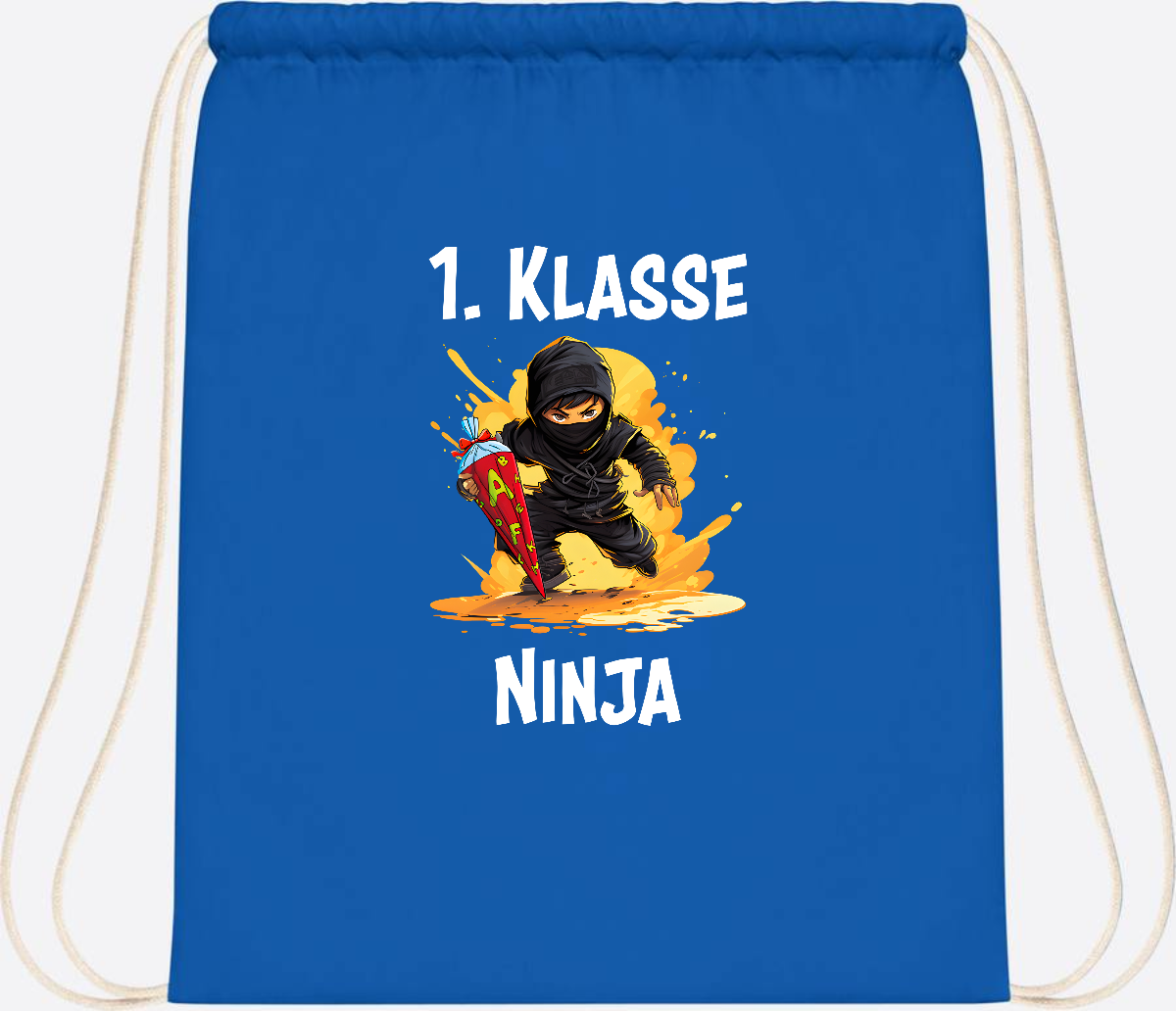 Turnbeutel Ninja zur Einschulung – Personalisiert mit Name - Sapphire Blue