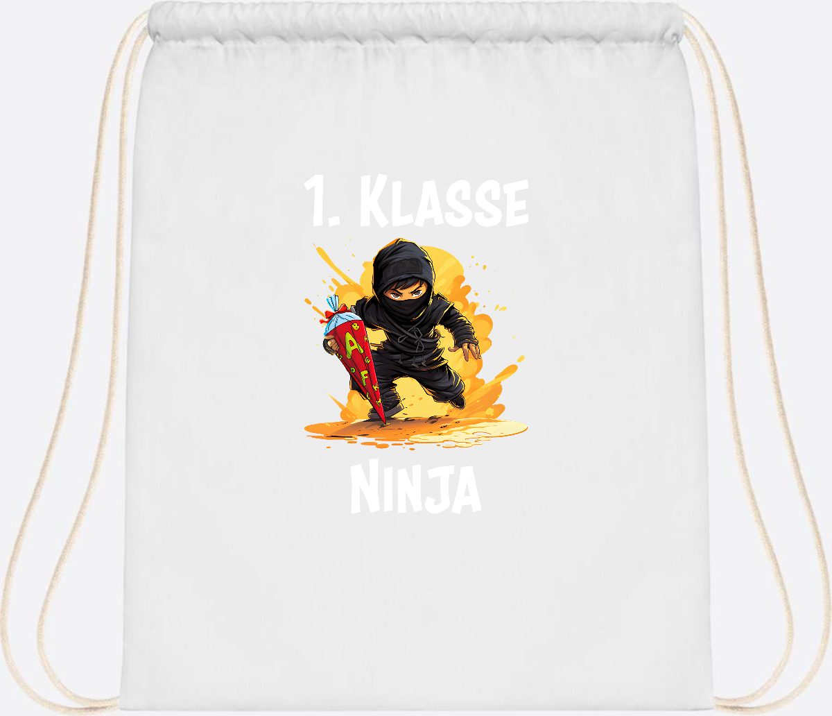 Turnbeutel Ninja zur Einschulung – Personalisiert mit Name - White