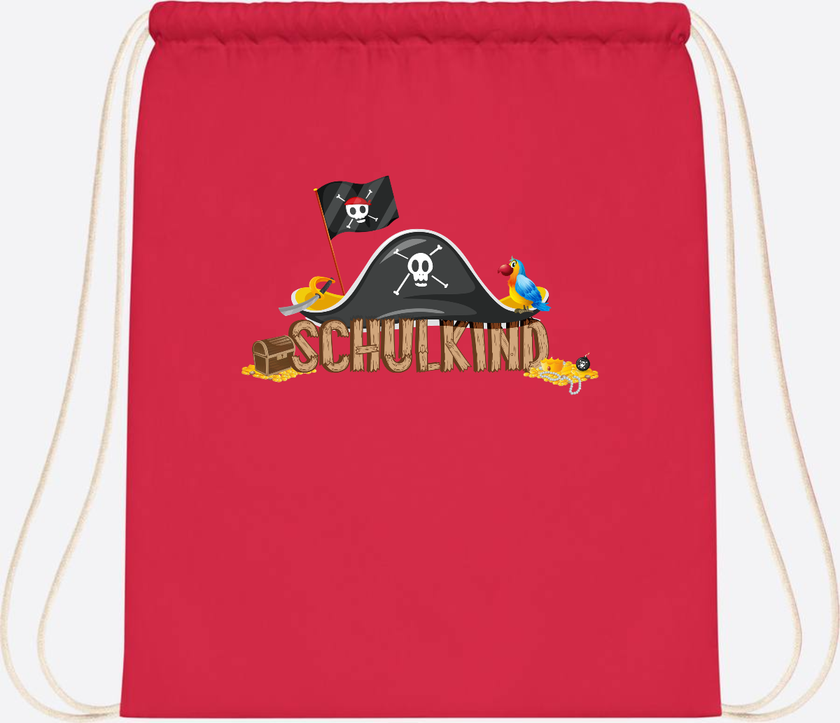 Turnbeutel Pirat Schulkind – Personalisiert zur Einschulung - Bright Red