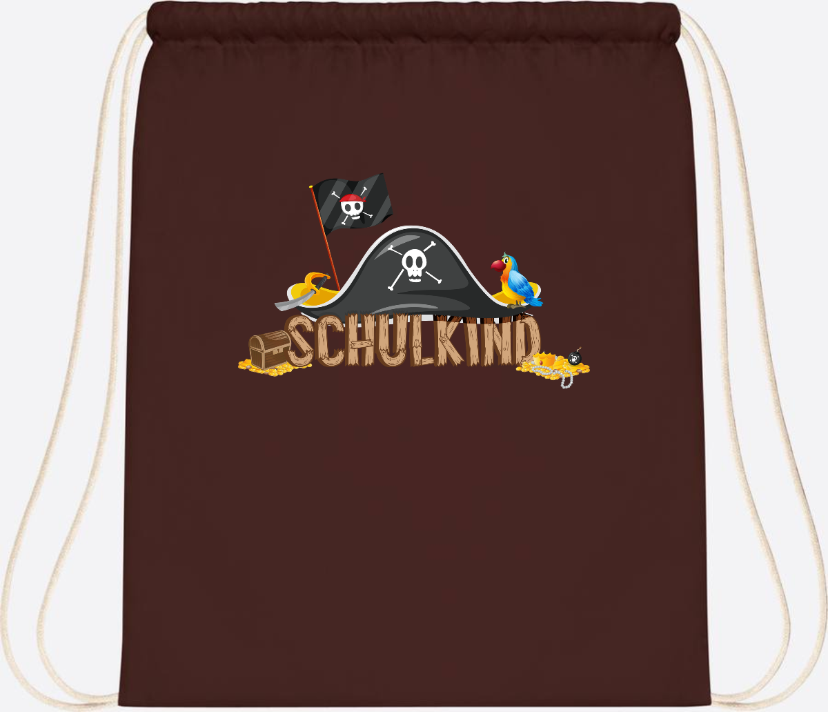 Turnbeutel Pirat Schulkind – Personalisiert zur Einschulung - Chocolate
