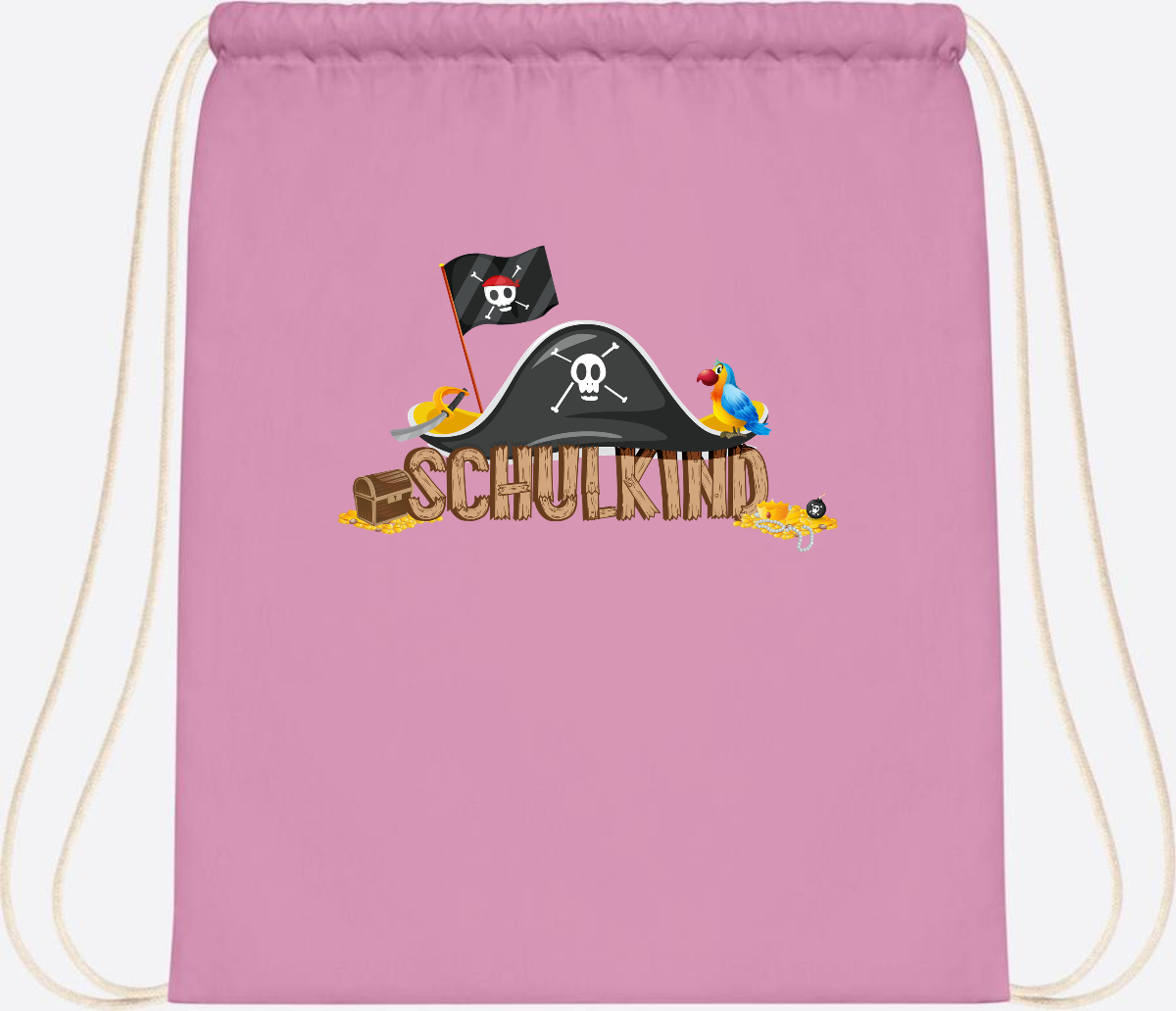 Turnbeutel Pirat Schulkind – Personalisiert zur Einschulung - Classic Pink/White