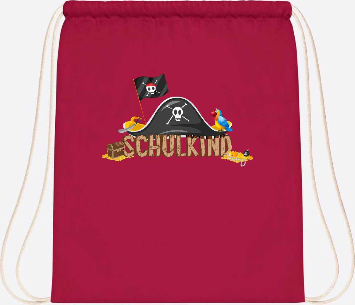 Turnbeutel Pirat Schulkind – Personalisiert zur Einschulung - Classic Red