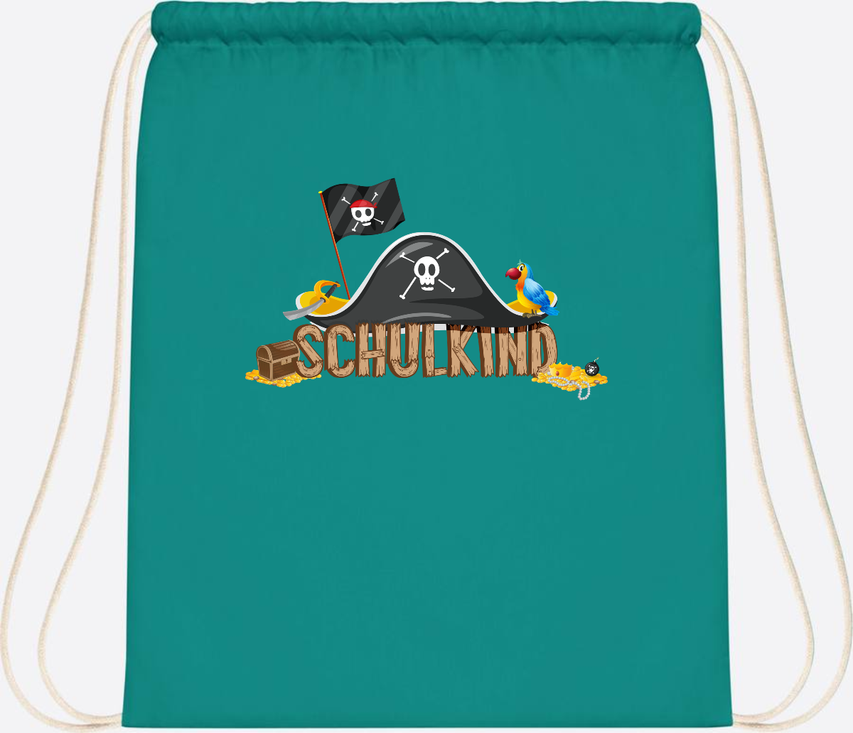 Turnbeutel Pirat Schulkind – Personalisiert zur Einschulung - Emerald