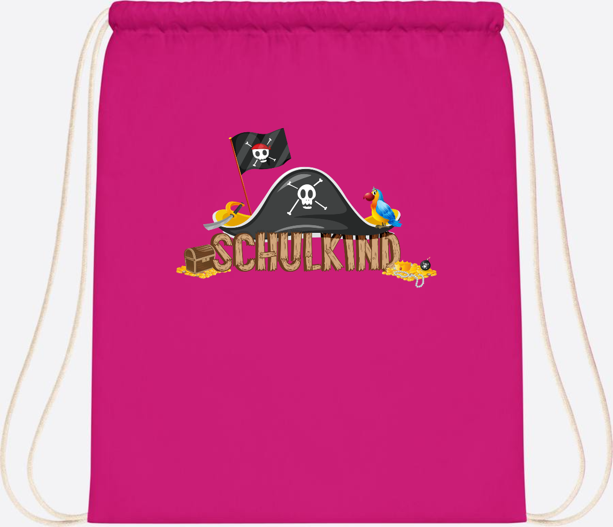 Turnbeutel Pirat Schulkind – Personalisiert zur Einschulung - Fuchsia