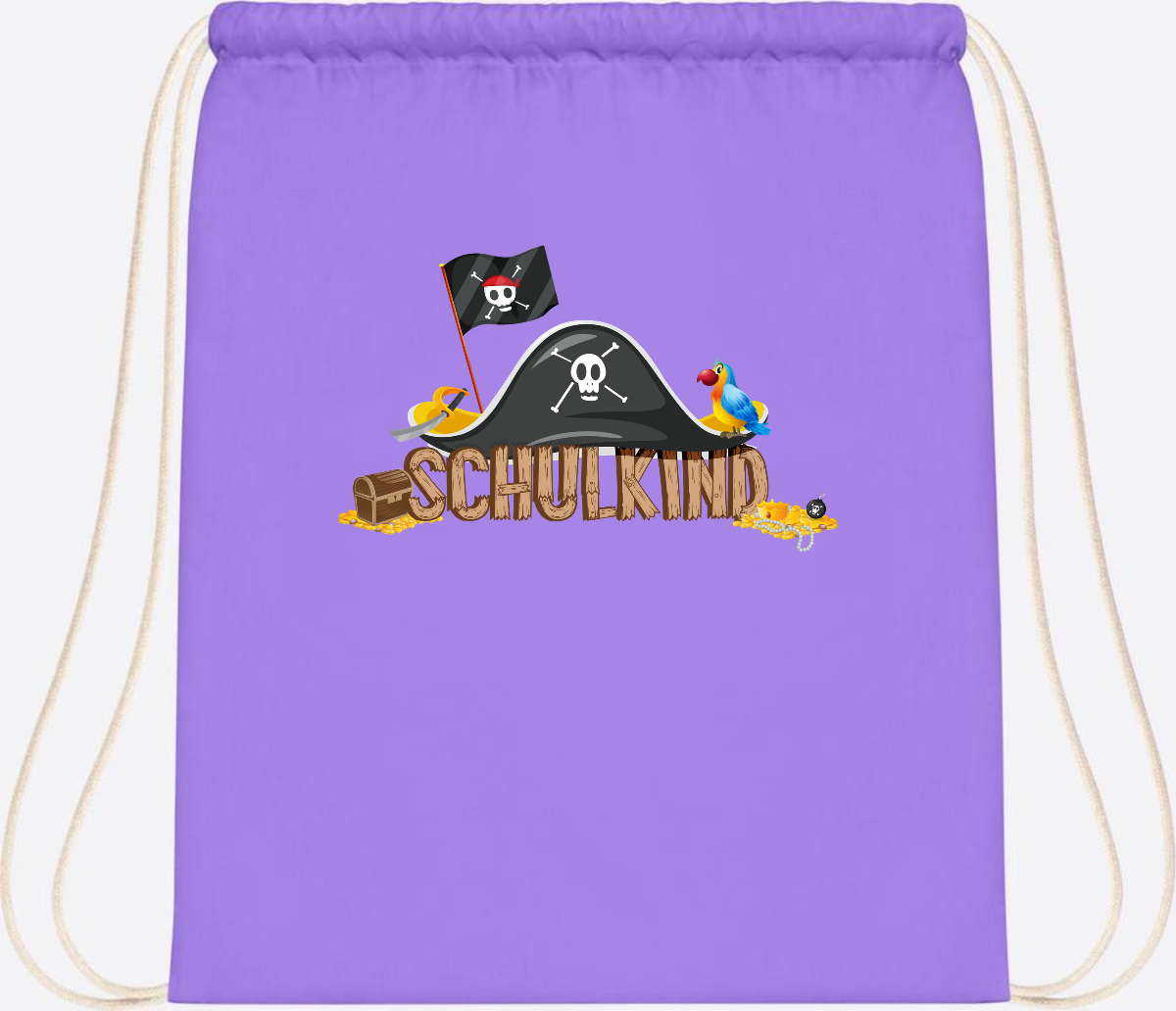 Turnbeutel Pirat Schulkind – Personalisiert zur Einschulung - Lavender/White