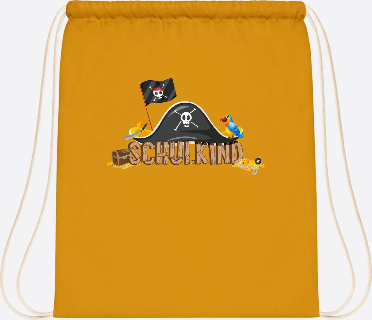 Turnbeutel Pirat Schulkind – Personalisiert zur Einschulung - Mustard