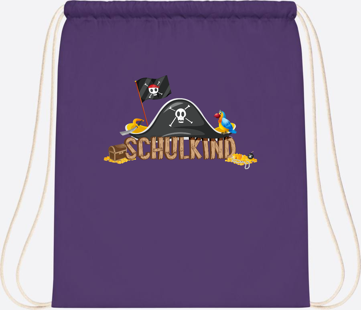 Turnbeutel Pirat Schulkind – Personalisiert zur Einschulung - Purple
