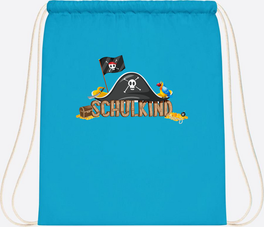 Turnbeutel Pirat Schulkind – Personalisiert zur Einschulung - Surf Blue