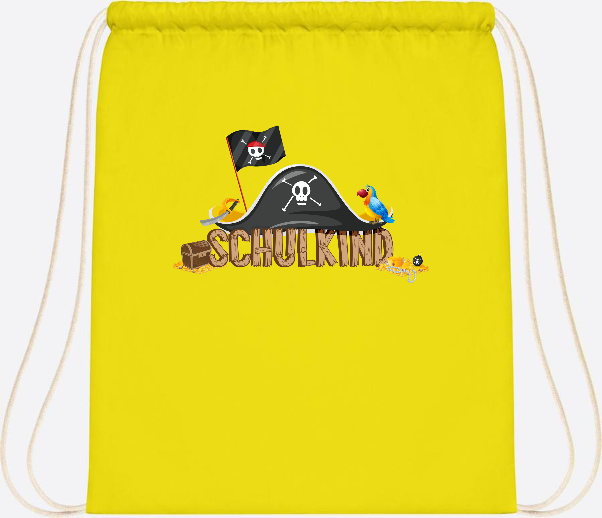 Turnbeutel Pirat Schulkind – Personalisiert zur Einschulung - Yellow
