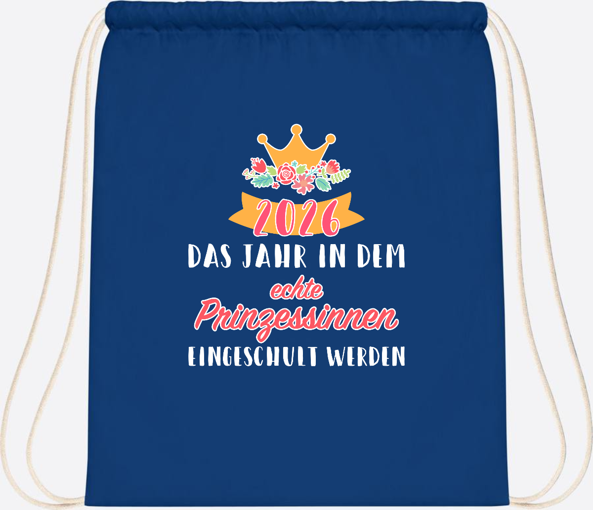 Turnbeutel Prinzessin 2026 mit Name – Geschenk zur Einschulung - Bright Royal