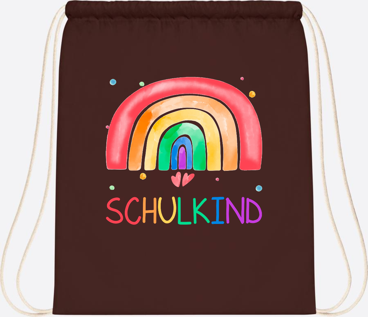 Turnbeutel Regenbogen Schulkind – Personalisiert mit Name - Chocolate