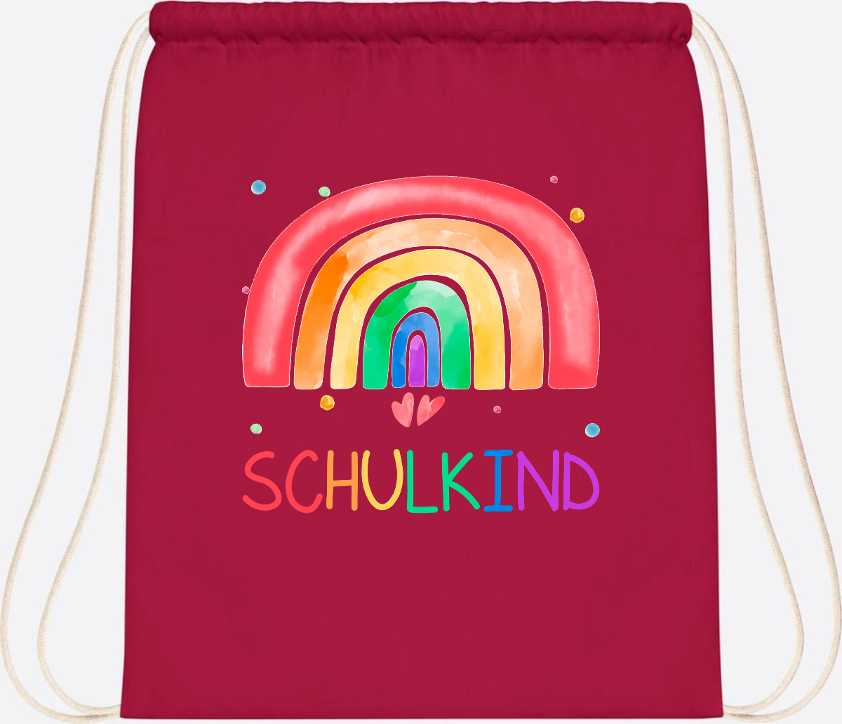 Turnbeutel Regenbogen Schulkind – Personalisiert mit Name - Classic Red