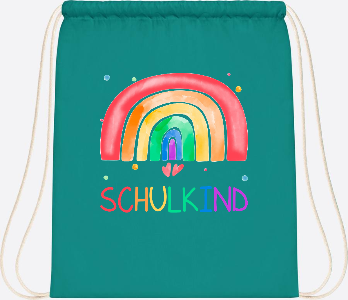 Turnbeutel Regenbogen Schulkind – Personalisiert mit Name - Emerald