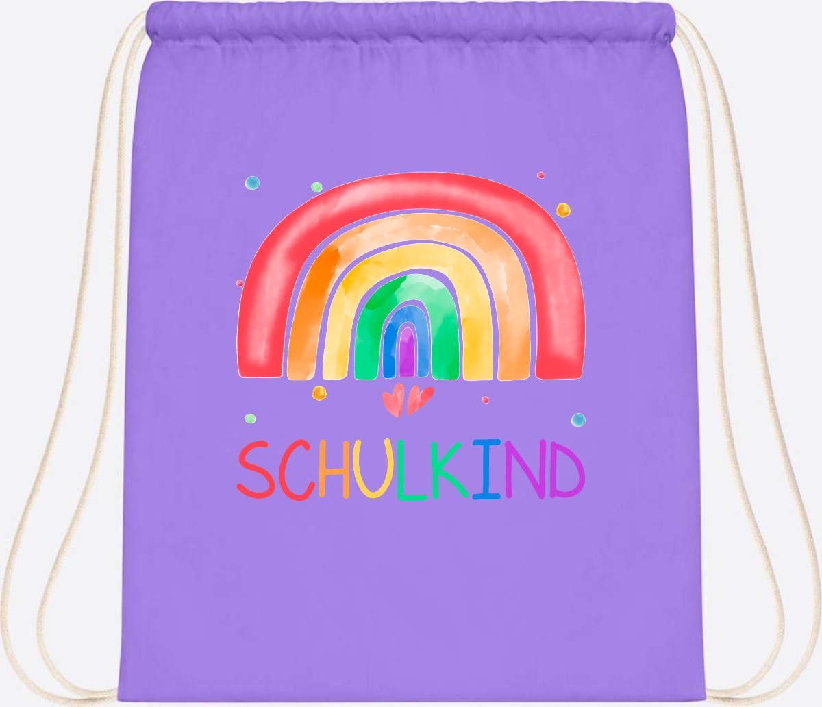 Turnbeutel Regenbogen Schulkind – Personalisiert mit Name - Lavender/White