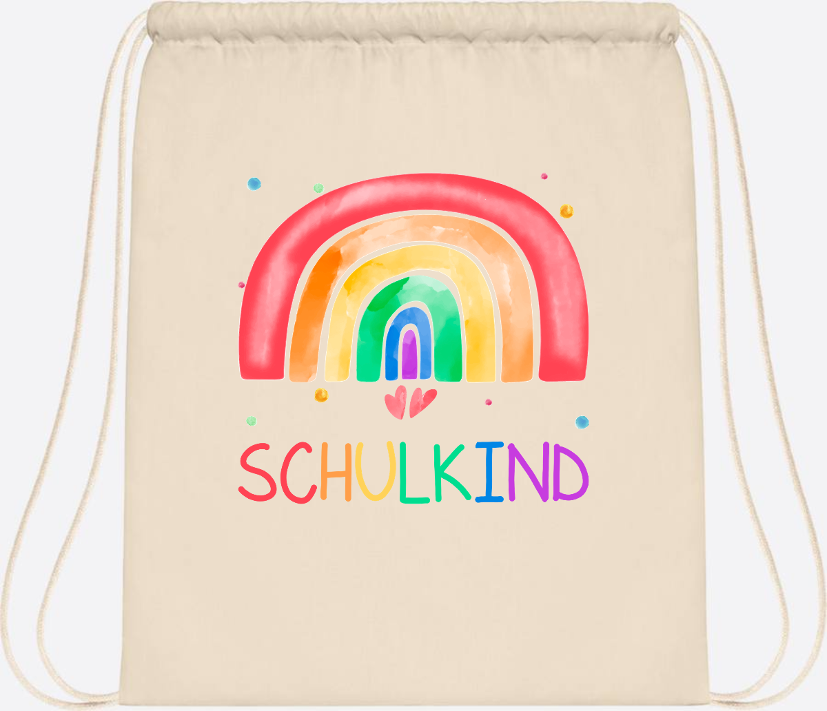 Turnbeutel Regenbogen Schulkind – Personalisiert mit Name - Natural