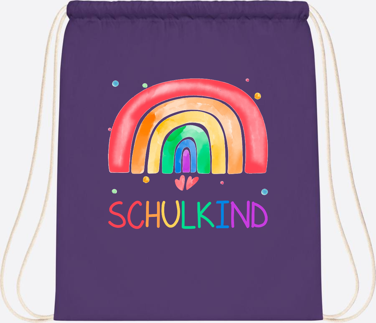Turnbeutel Regenbogen Schulkind – Personalisiert mit Name - Purple