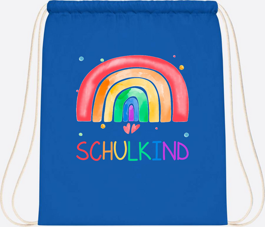 Turnbeutel Regenbogen Schulkind – Personalisiert mit Name - Sapphire Blue