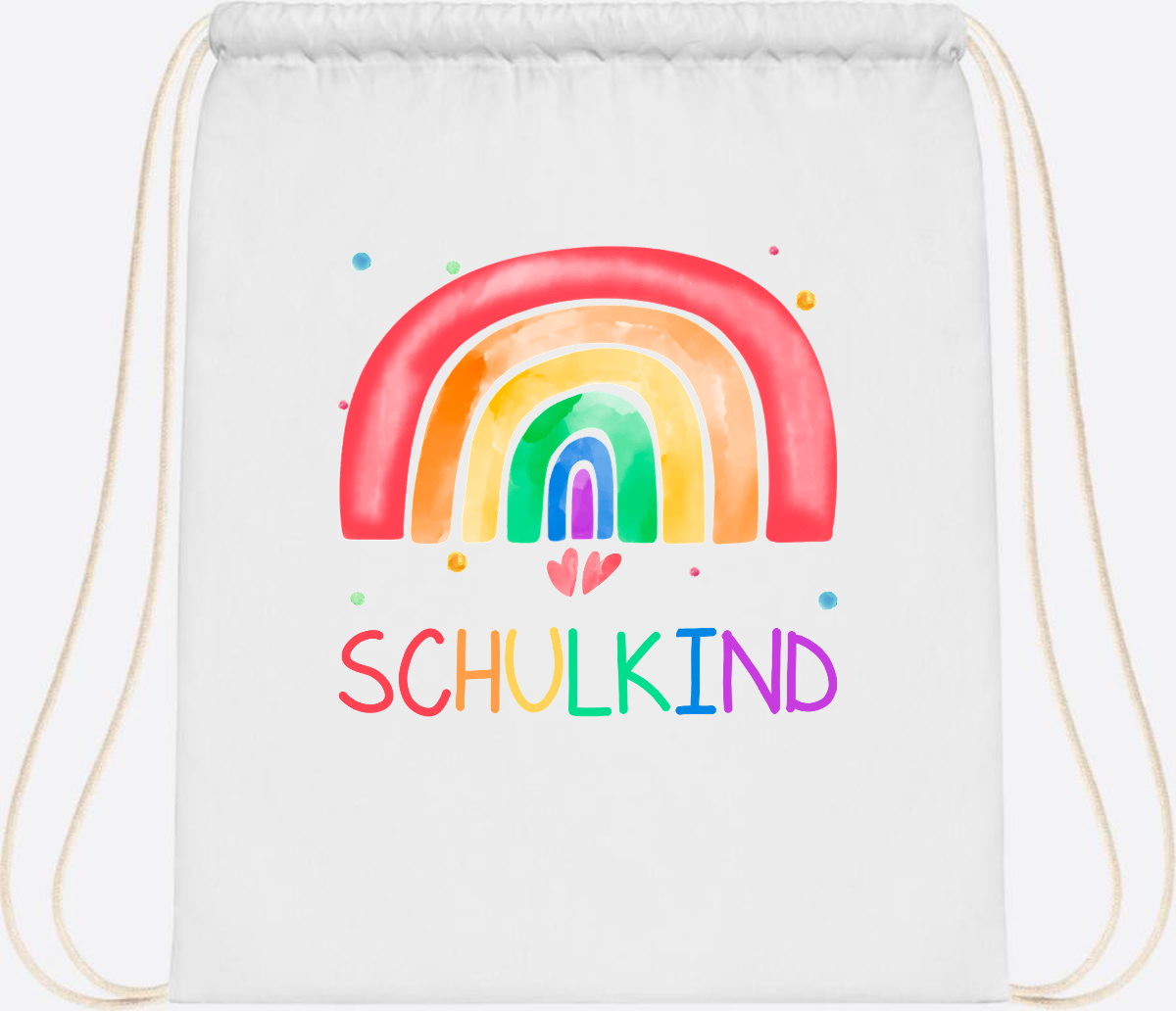 Turnbeutel Regenbogen Schulkind – Personalisiert mit Name - White