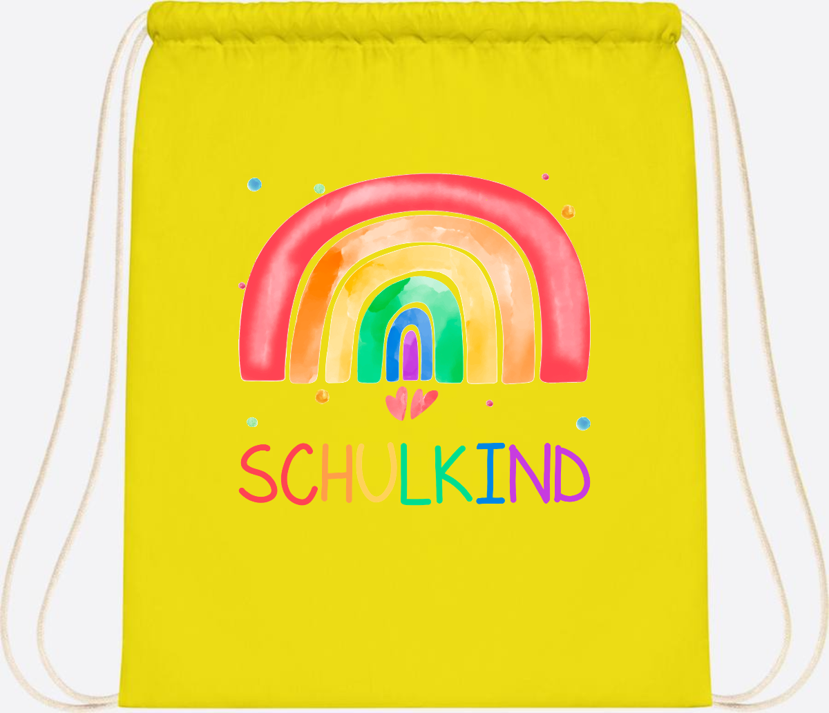 Turnbeutel Regenbogen Schulkind – Personalisiert mit Name - Yellow